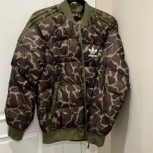 Adidas originals pharrell williams camo puffer jacket top